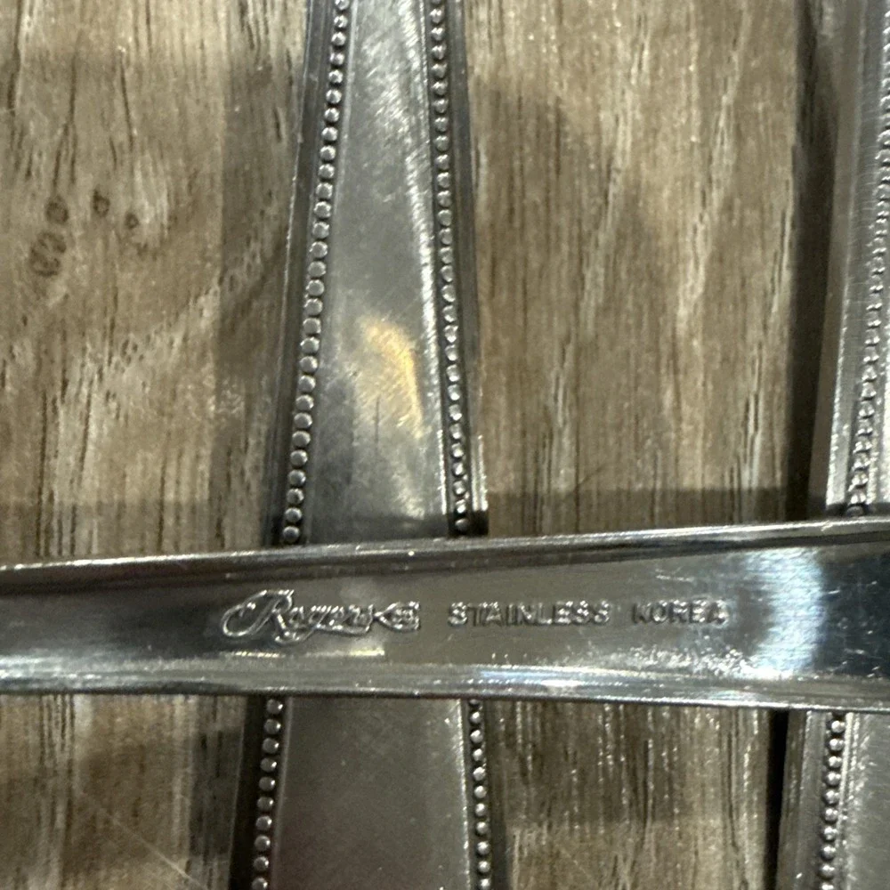 Stanley Roberts Rogers Co Stainless Korea Vanity 5 Dinner Forks‎ Beaded Outline